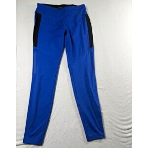 Crivit Women Pull-On Activewear Leggings Blue/Black S Elastic Waist Zip Pckt 644